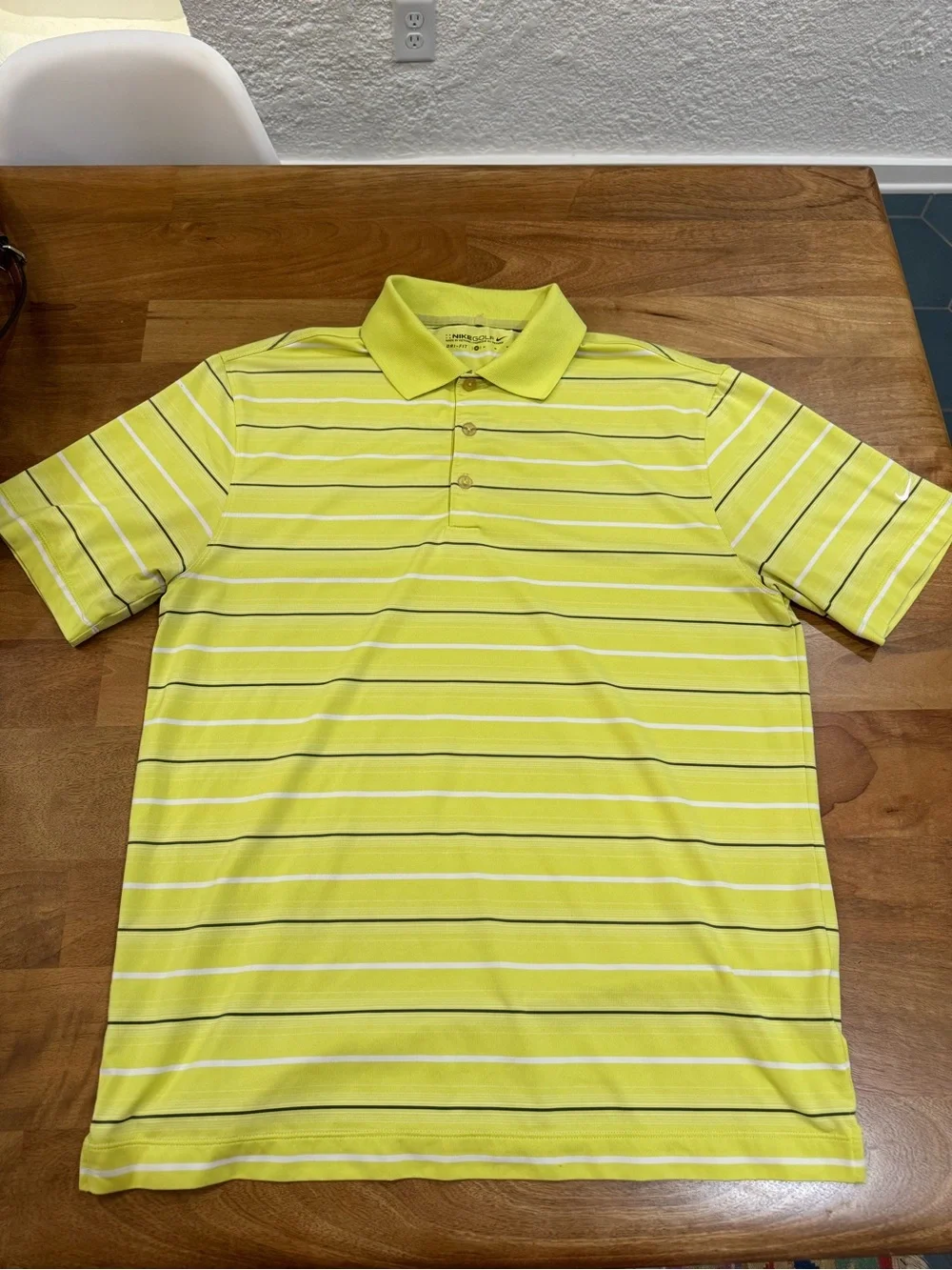 Nike Golf DRI-FIT Yellow Striped Polo Shirt